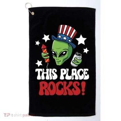 Funny Alien Uncle Sam Rocks Fireworks Party Gift Golf Towel