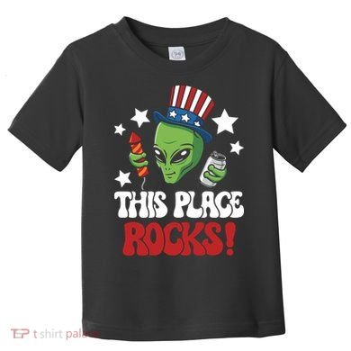 Funny Alien Uncle Sam Rocks Fireworks Party Gift Toddler T-Shirt