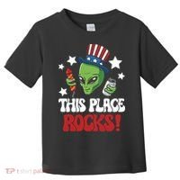 Funny Alien Uncle Sam Rocks Fireworks Party Gift Toddler T-Shirt thumb 0