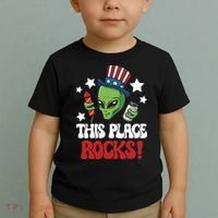 Funny Alien Uncle Sam Rocks Fireworks Party Gift Toddler T-Shirt thumb 2