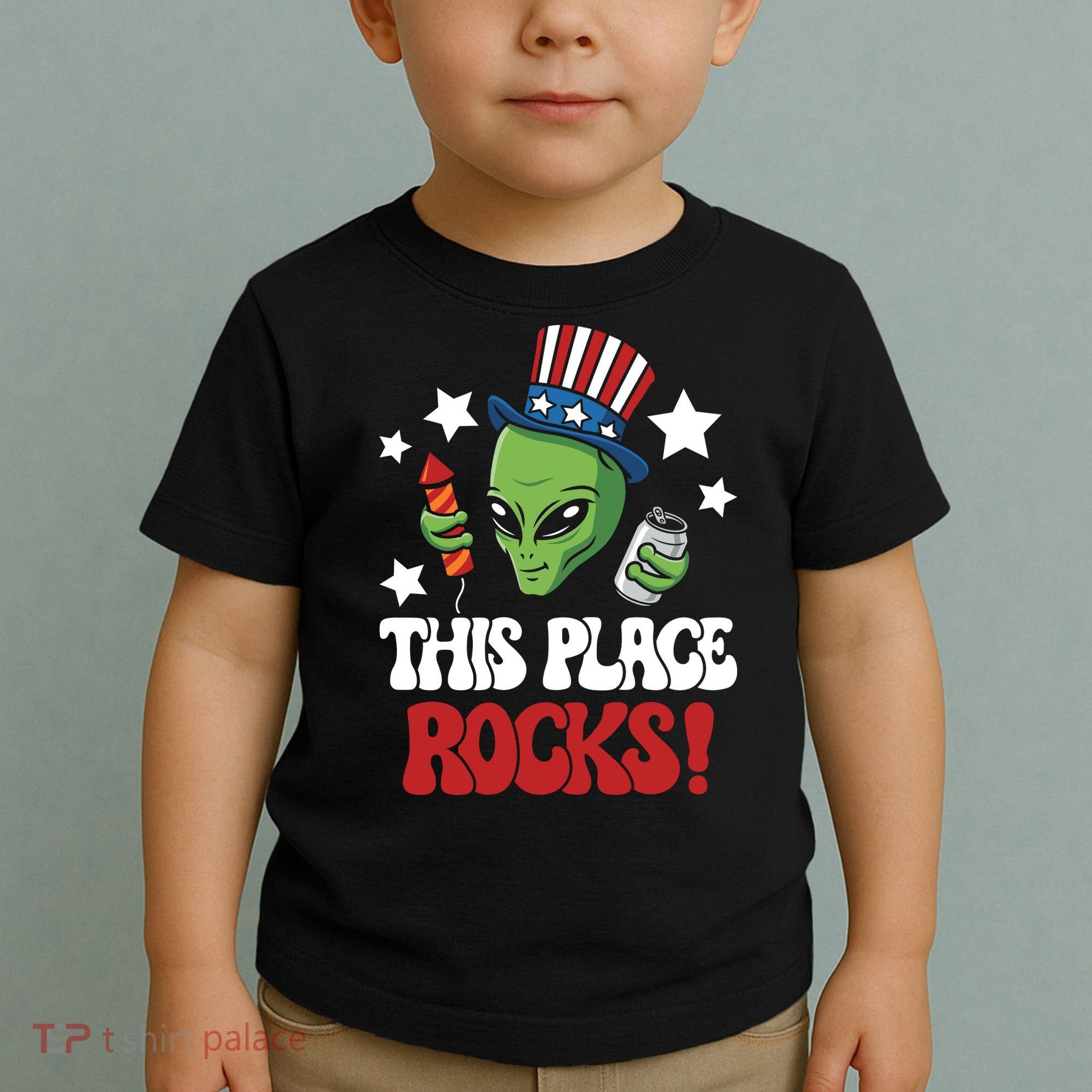 Funny Alien Uncle Sam Rocks Fireworks Party Gift Toddler T-Shirt
