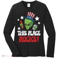 Funny Alien Uncle Sam Rocks Fireworks Party Gift Women's Long Sleeve Shirt thumb 0