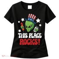 Funny Alien Uncle Sam Rocks Fireworks Party Gift Women's T-Shirt thumb 0