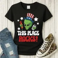 Funny Alien Uncle Sam Rocks Fireworks Party Gift Women's T-Shirt thumb 3