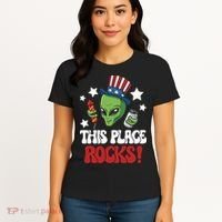 Funny Alien Uncle Sam Rocks Fireworks Party Gift Women's T-Shirt thumb 4