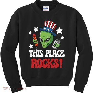 Funny Alien Uncle Sam Rocks Fireworks Party Gift Kids Sweatshirt