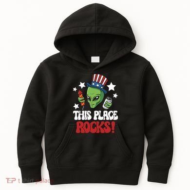 Funny Alien Uncle Sam Rocks Fireworks Party Gift Kids Hoodie