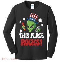 Funny Alien Uncle Sam Rocks Fireworks Party Gift Kids Long Sleeve Shirt thumb 0