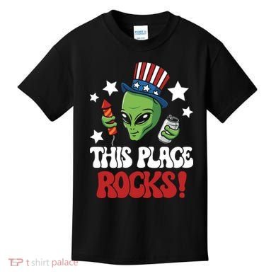 Funny Alien Uncle Sam Rocks Fireworks Party Gift Kids T-Shirt