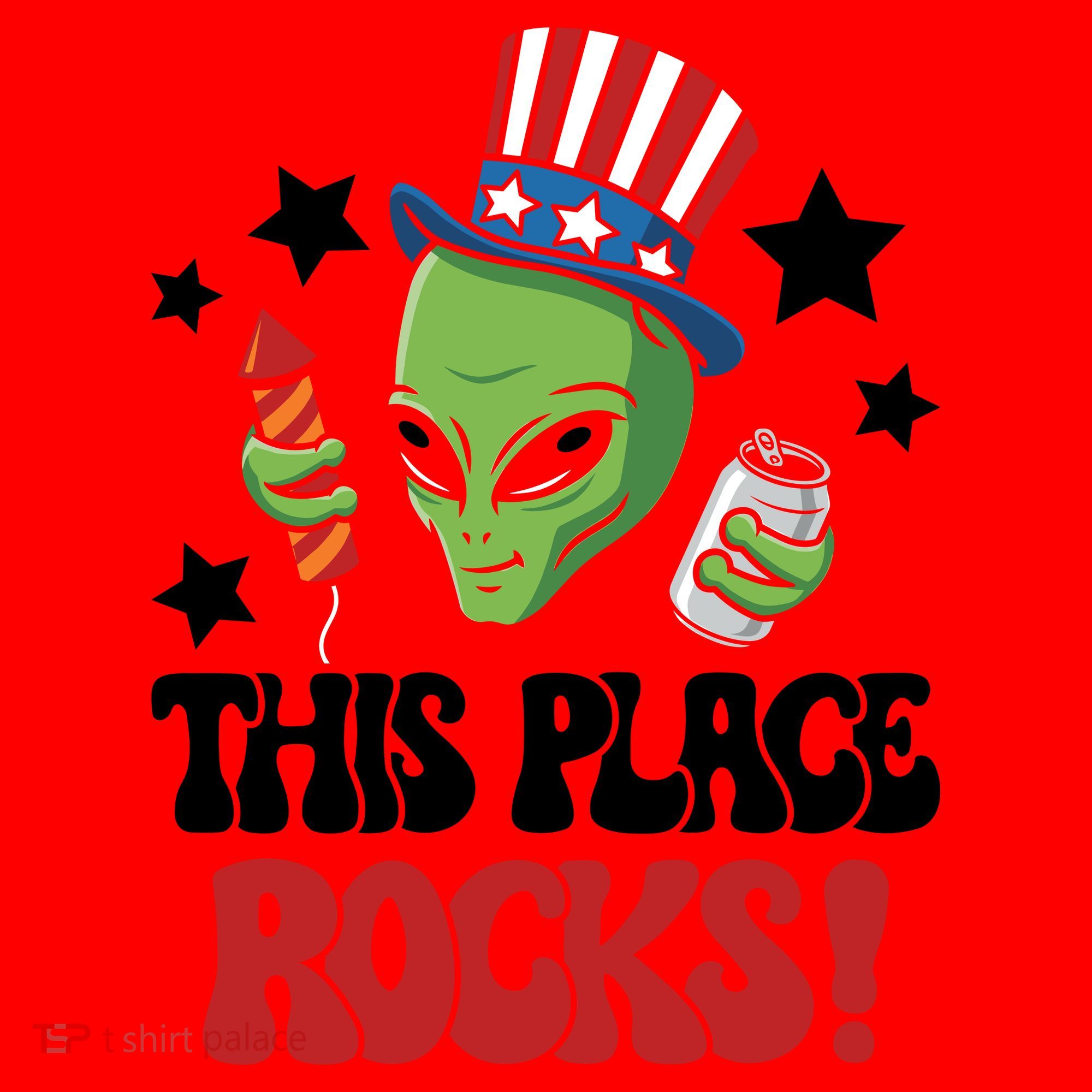 Funny Alien Uncle Sam Rocks Fireworks Party Gift Santa Hat