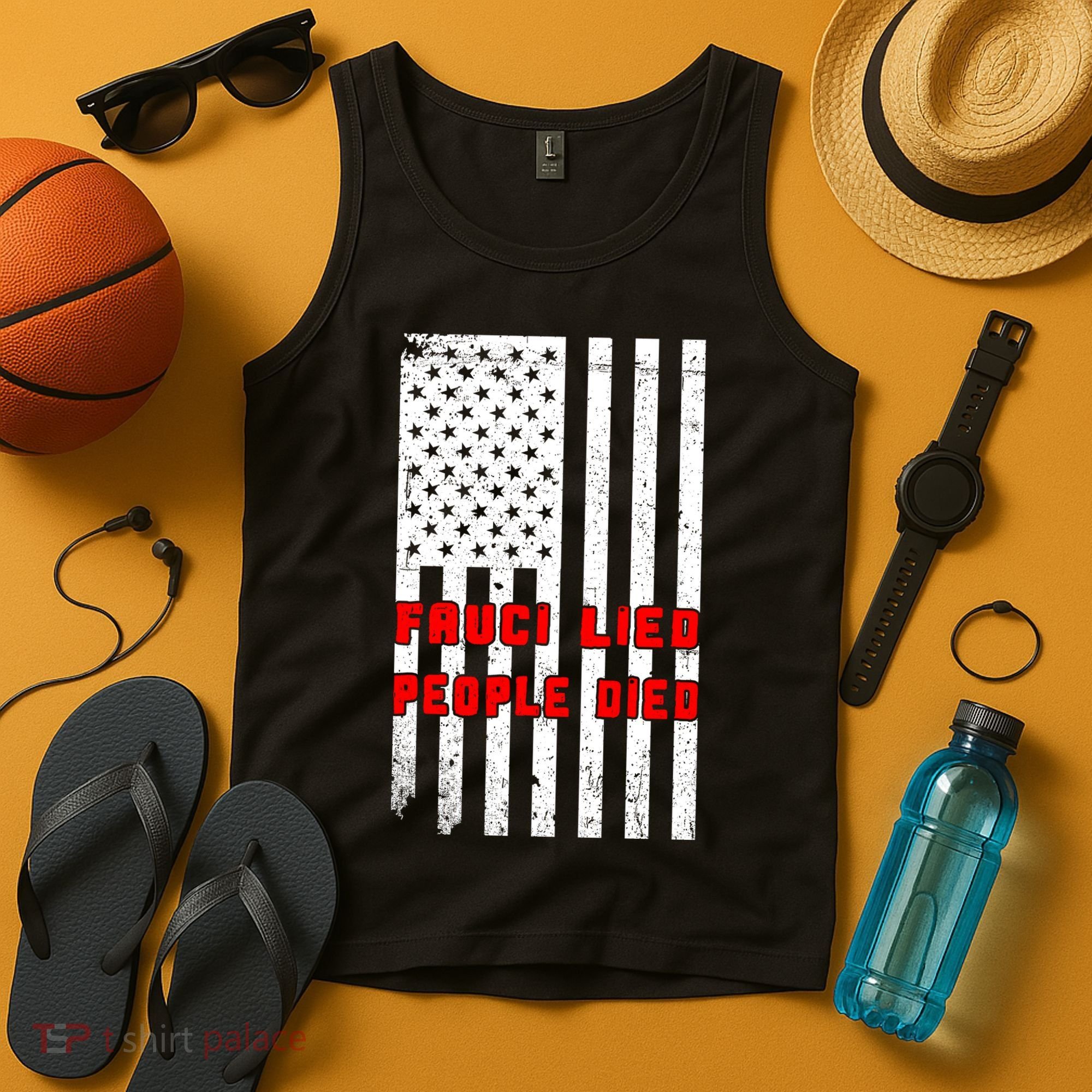 Fauci Lied People Died American Flag Tank Top