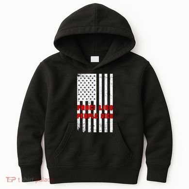 Fauci Lied People Died American Flag Kids Hoodie