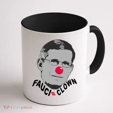 Fauci The Clown Coffee Mug back