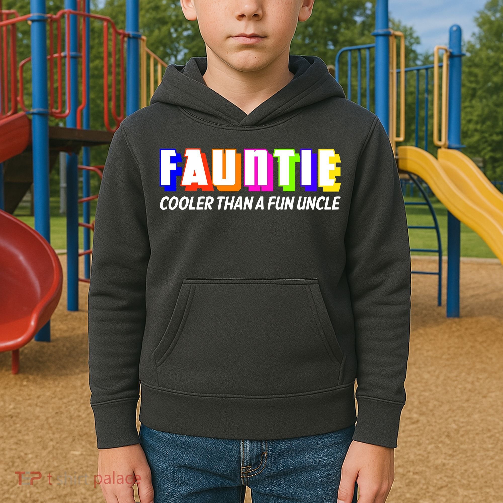Fauntie Cooler Than a Fun Uncle Funcle Auntie Kids Hoodie