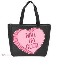 Funny Anti Valentines Day Nah I'm Good Candy Heart Tote Bag thumb 0