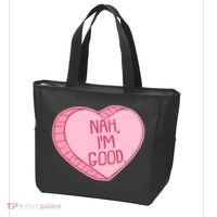 Funny Anti Valentines Day Nah I'm Good Candy Heart Tote Bag thumb 3