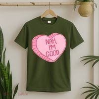 Funny Anti Valentines Day Nah I'm Good Candy Heart T-Shirt thumb 2