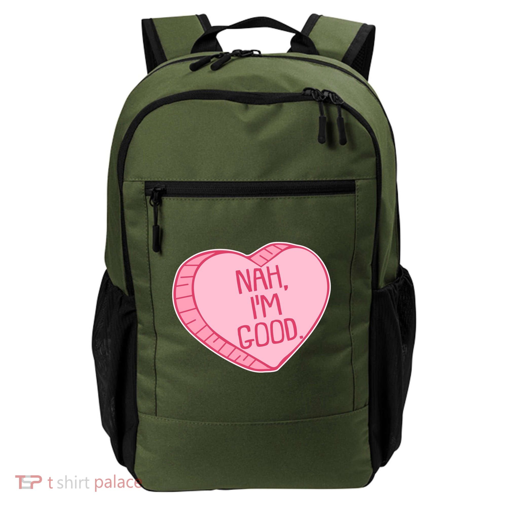 Funny Anti Valentines Day Nah I'm Good Candy Heart Backpack