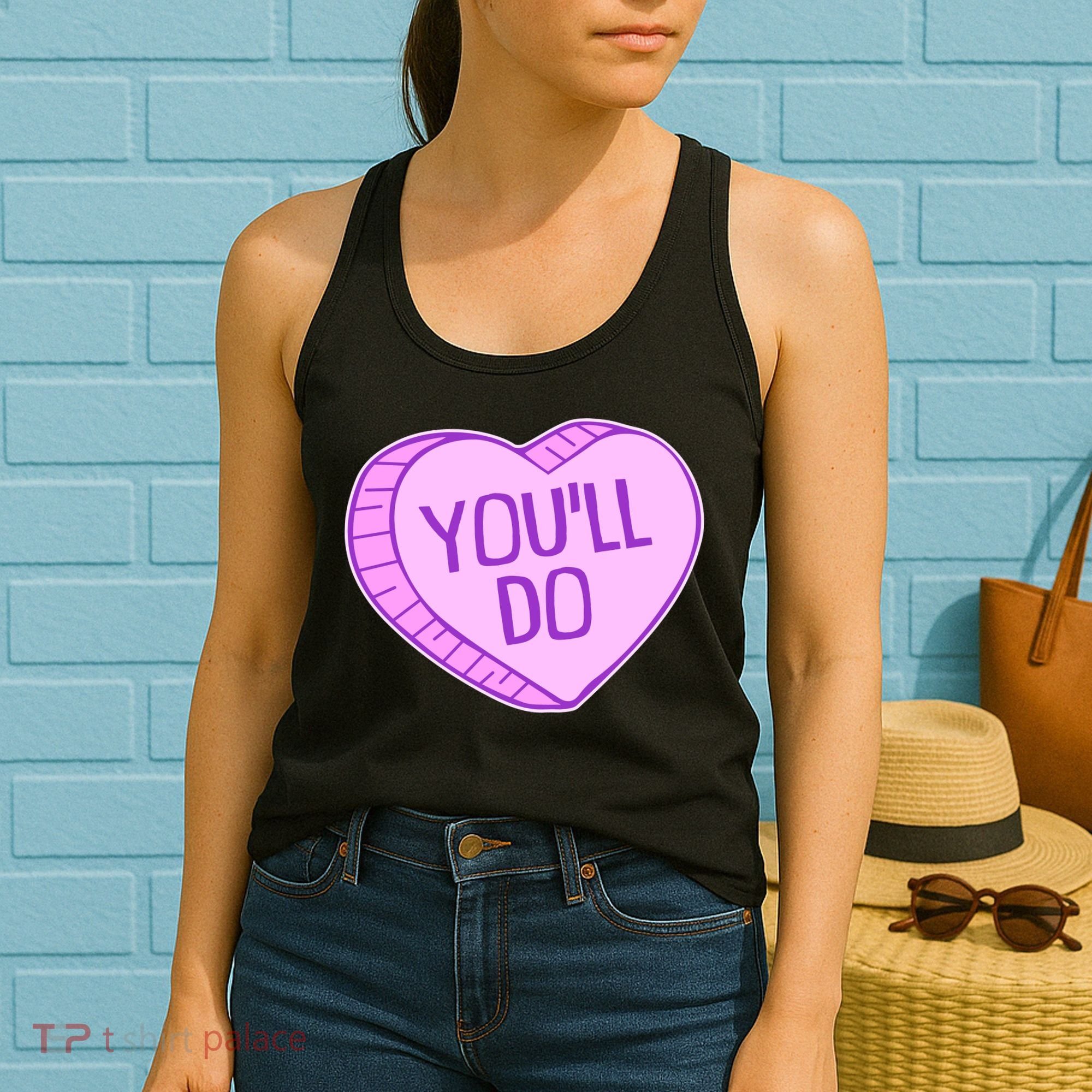 Funny Anti Valentines Day You'll Do Candy Heart Women's Tank Top