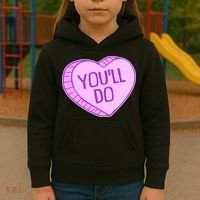 Funny Anti Valentines Day You'll Do Candy Heart Kids Hoodie thumb 3