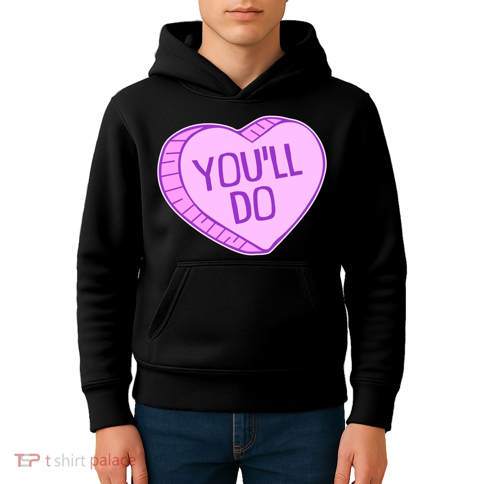 Funny Anti Valentines Day You'll Do Candy Heart Kids Hoodie