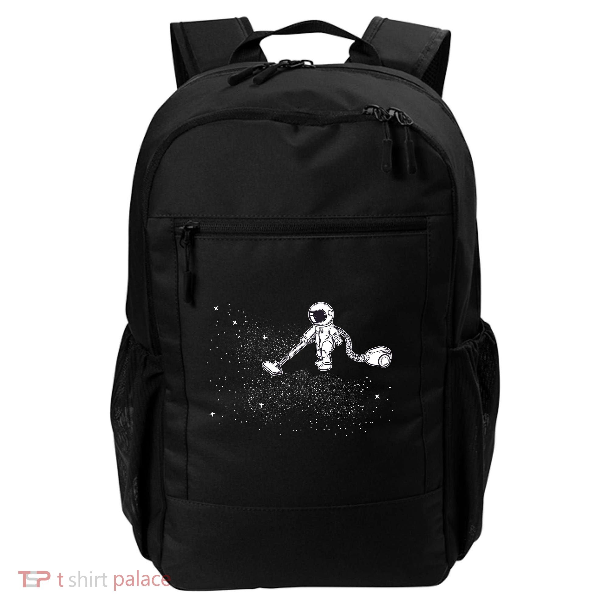 Funny Astronaut Vacuuming Galaxy Stars Backpack