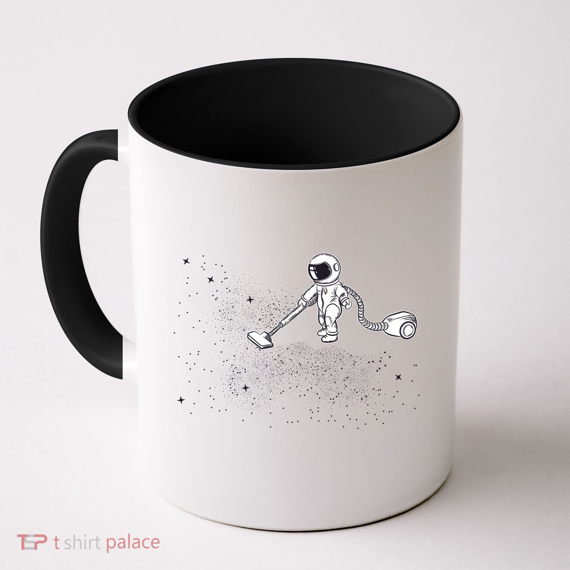 Funny Astronaut Vacuuming Galaxy Stars Coffee Mug
