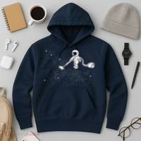 Funny Astronaut Vacuuming Galaxy Stars Hoodie thumb 3