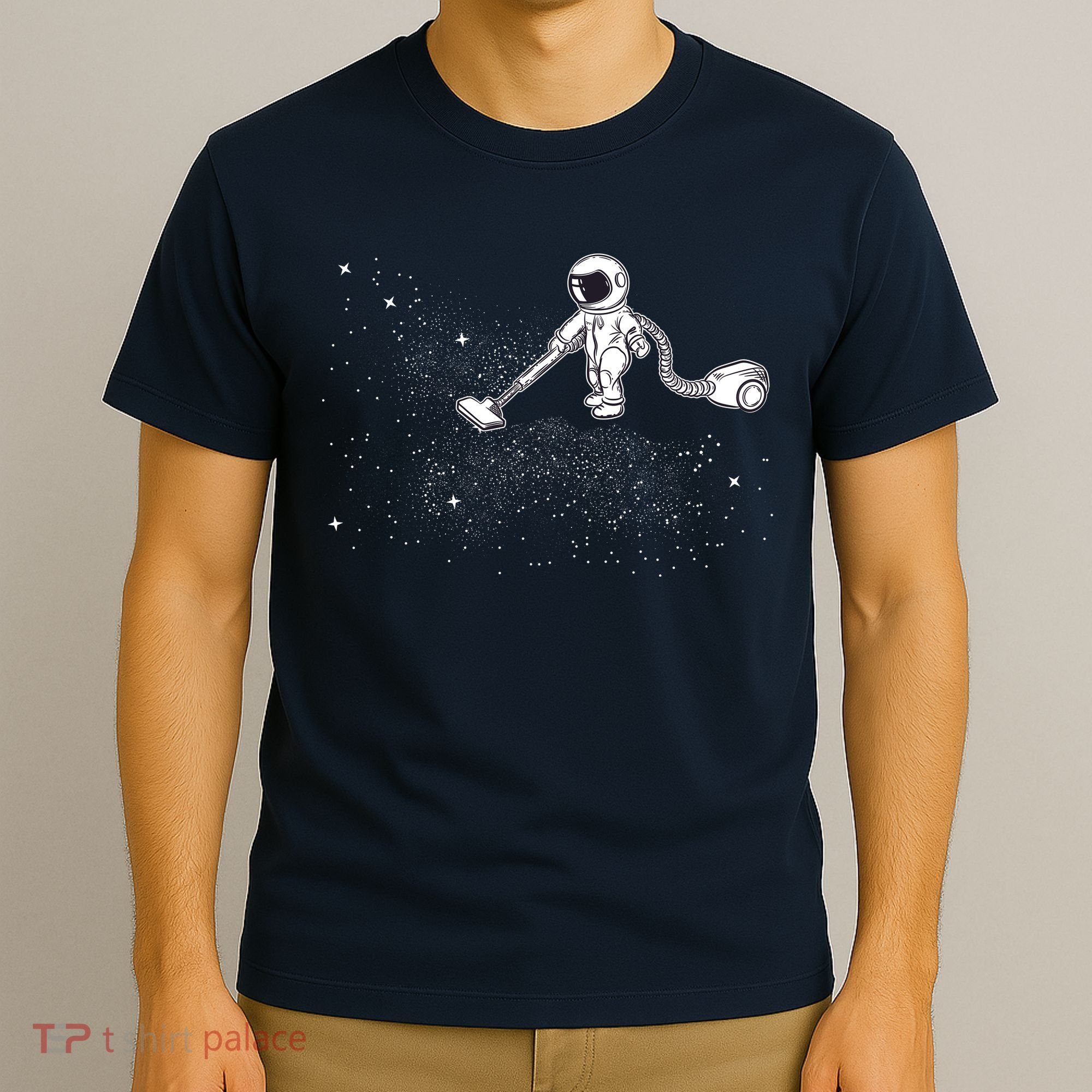Funny Astronaut Vacuuming Galaxy Stars T-Shirt
