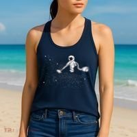 Funny Astronaut Vacuuming Galaxy Stars Women's Tank Top thumb 2