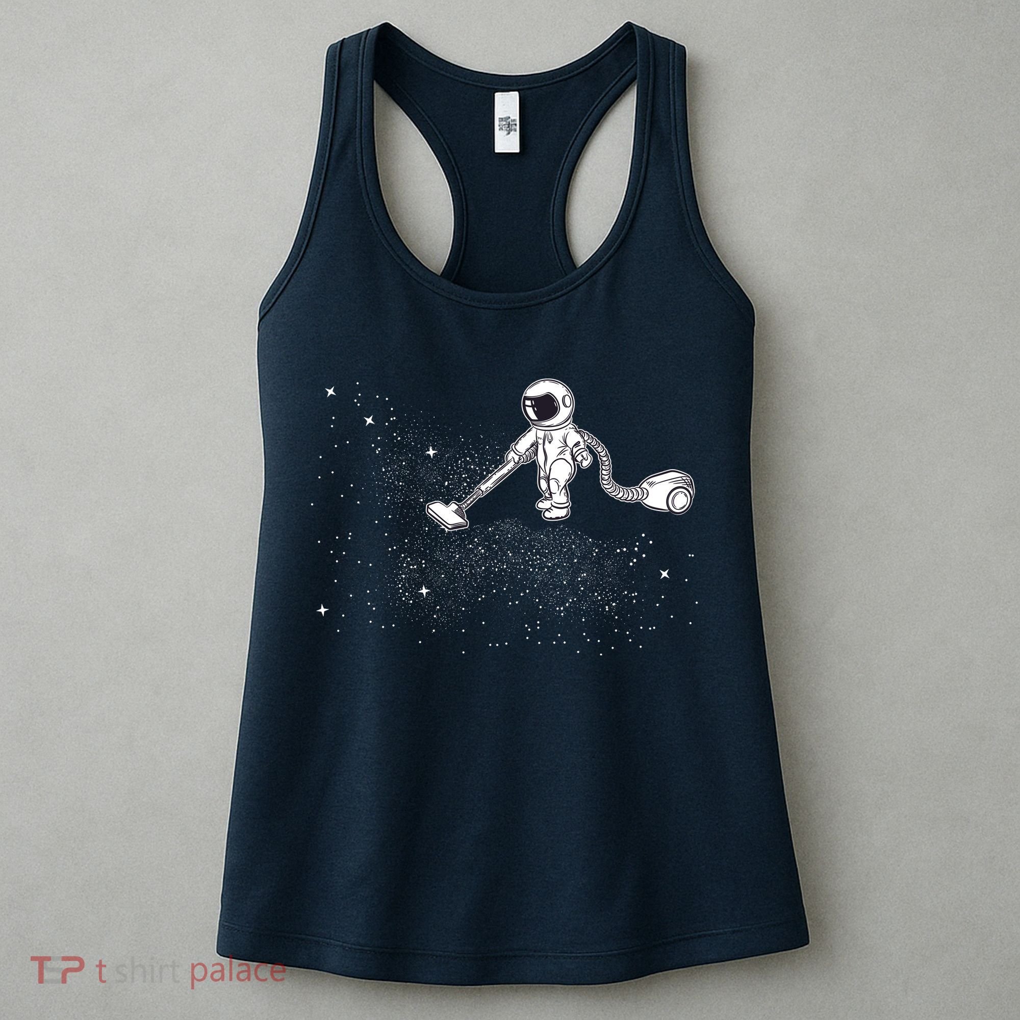 Funny Astronaut Vacuuming Galaxy Stars Women's Tank Top