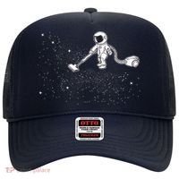 Funny Astronaut Vacuuming Galaxy Stars Hat thumb 0