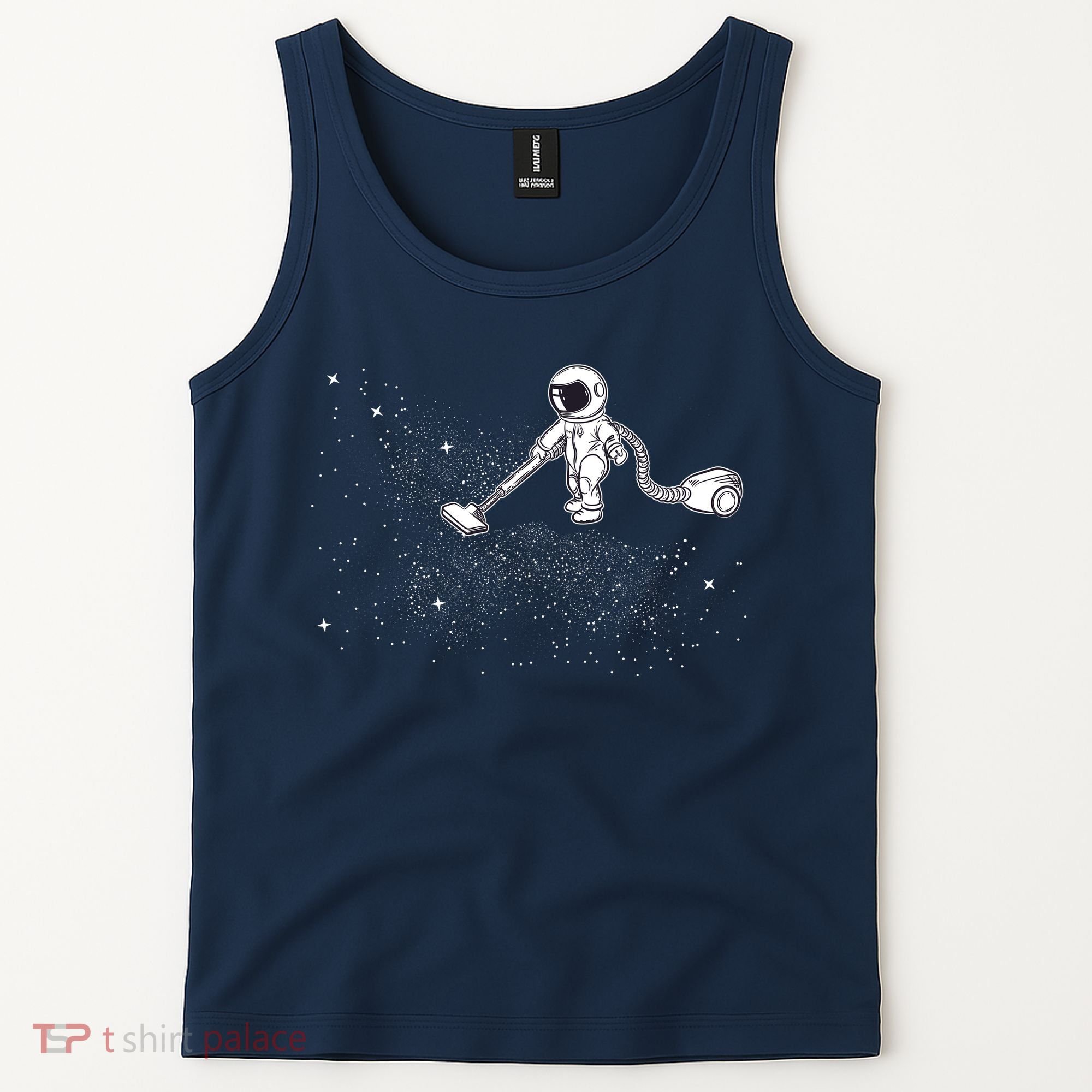 Funny Astronaut Vacuuming Galaxy Stars Tank Top