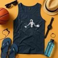 Funny Astronaut Vacuuming Galaxy Stars Tank Top thumb 4