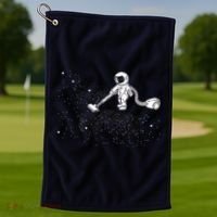 Funny Astronaut Vacuuming Galaxy Stars Golf Towel thumb 1