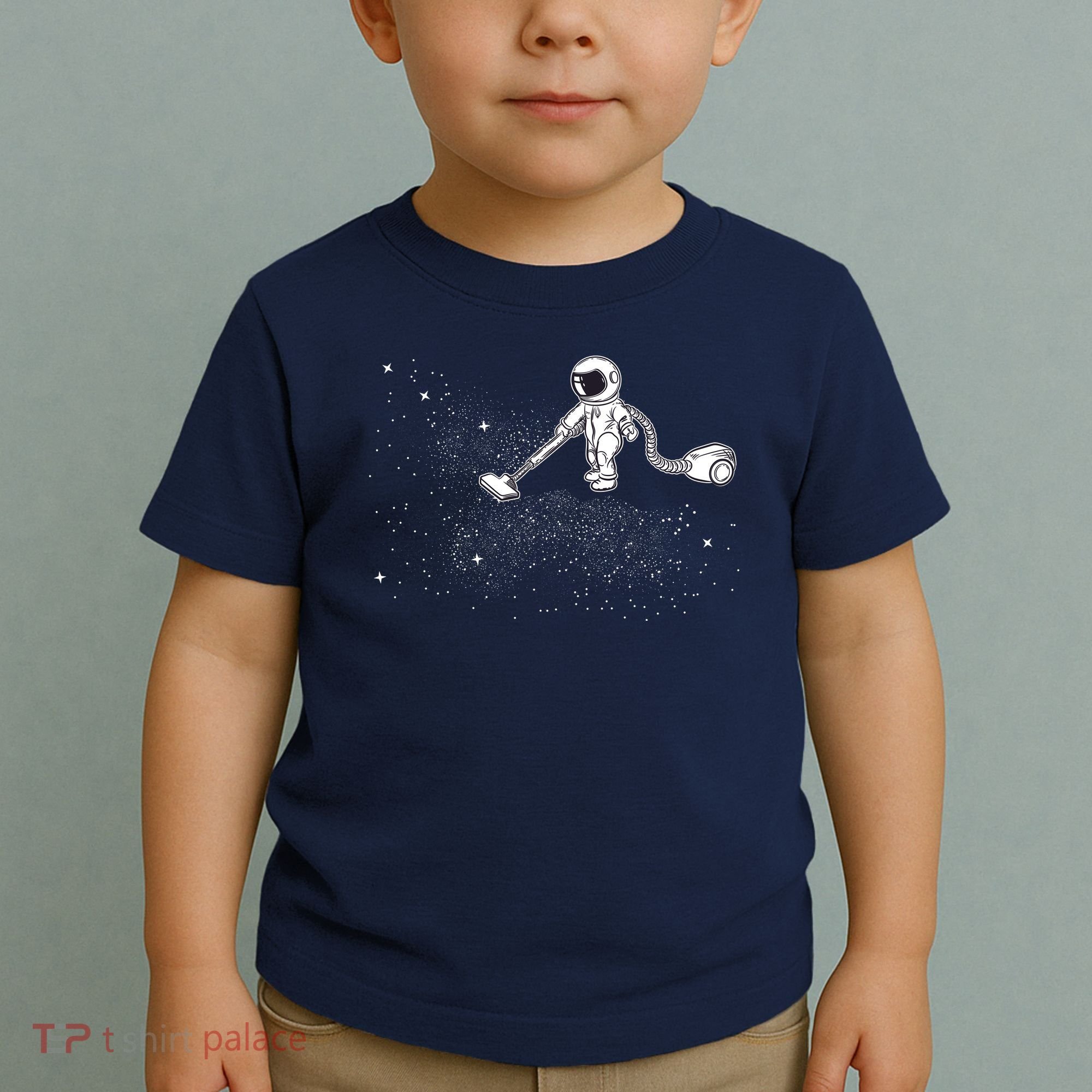 Funny Astronaut Vacuuming Galaxy Stars Toddler T-Shirt