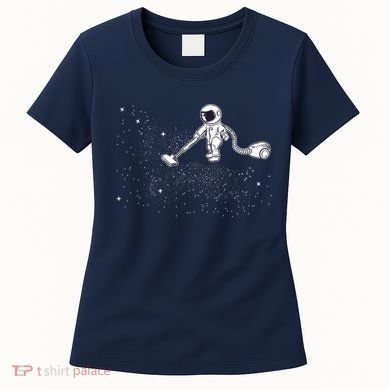 Funny Astronaut Vacuuming Galaxy Stars Women's T-Shirt