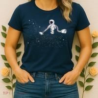 Funny Astronaut Vacuuming Galaxy Stars Women's T-Shirt thumb 2