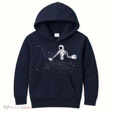 Funny Astronaut Vacuuming Galaxy Stars Kids Hoodie