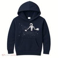 Funny Astronaut Vacuuming Galaxy Stars Kids Hoodie thumb 0