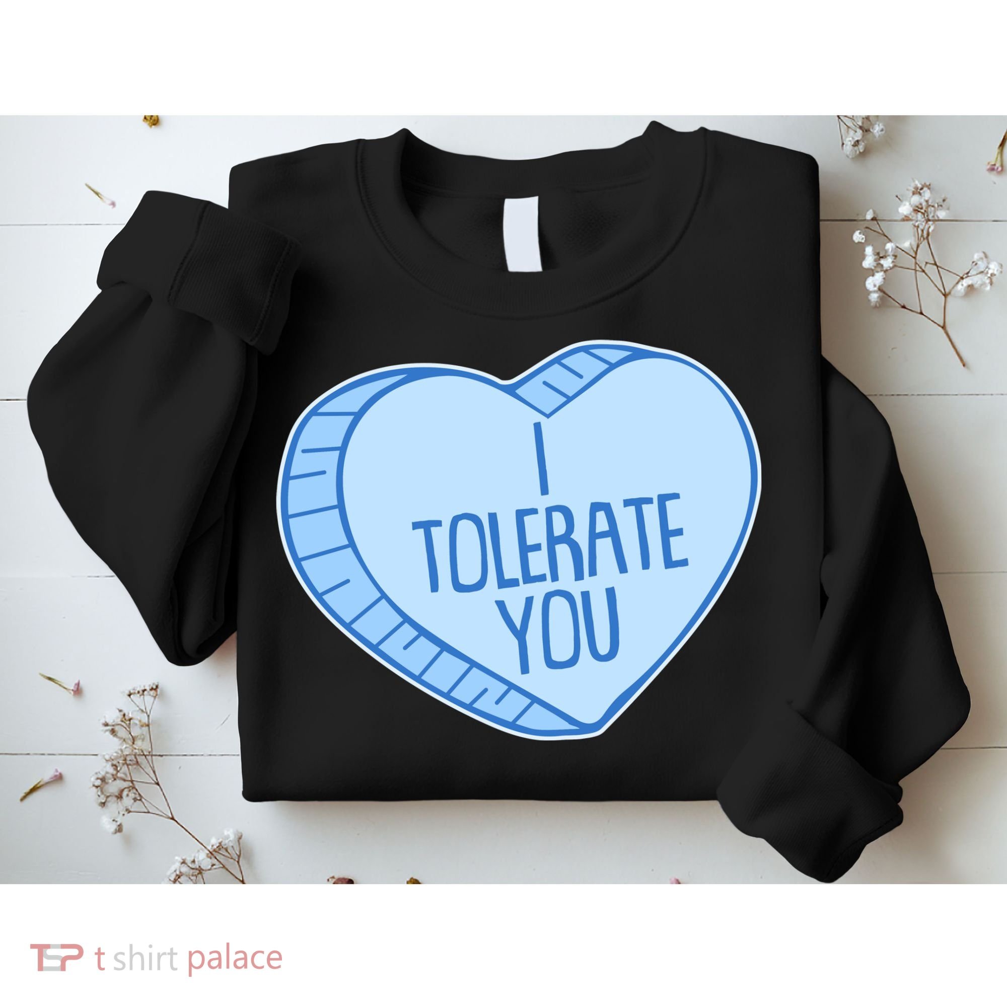 Funny Anti Valentines Day I Tolerate You Candy Heart Sweatshirt