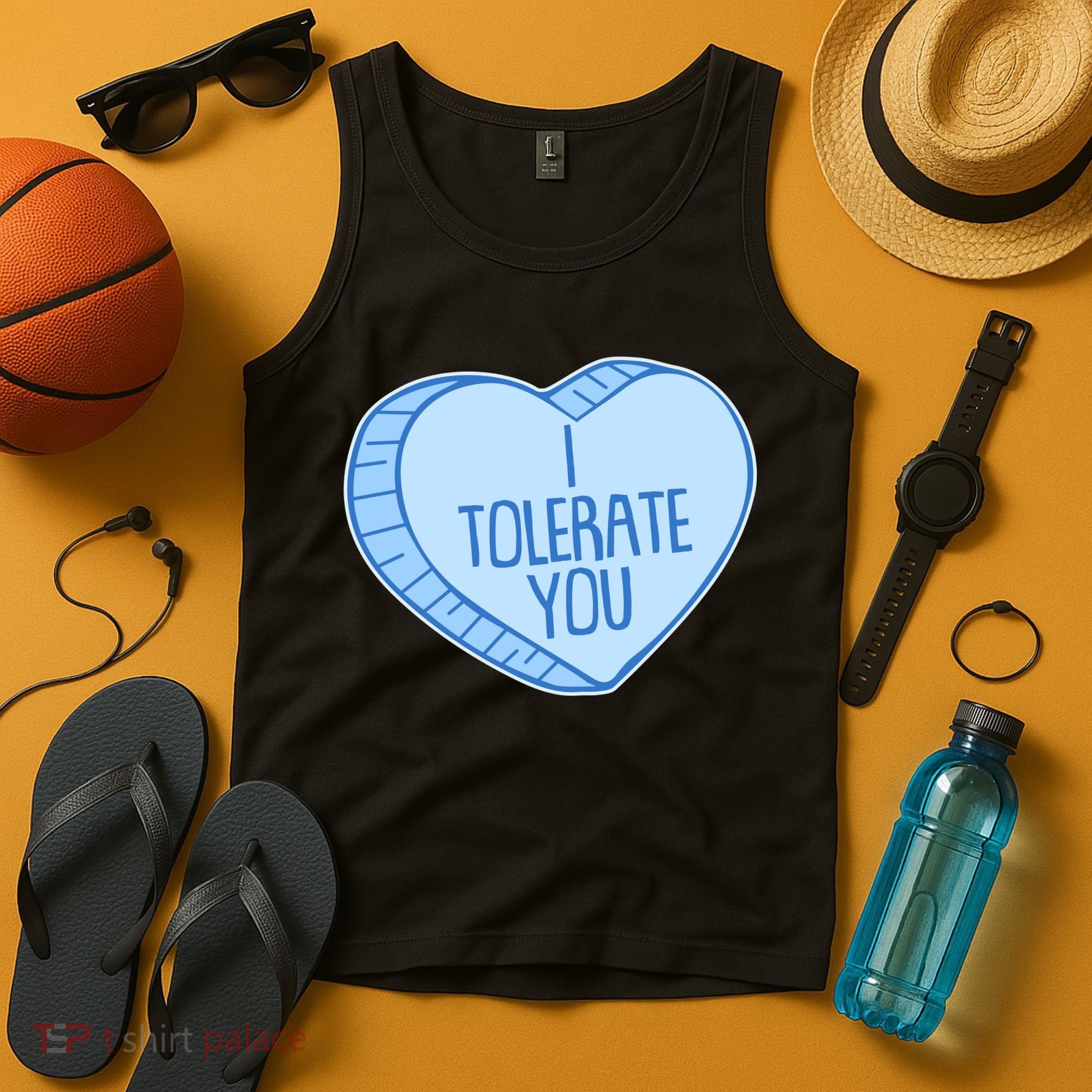 Funny Anti Valentines Day I Tolerate You Candy Heart Tank Top