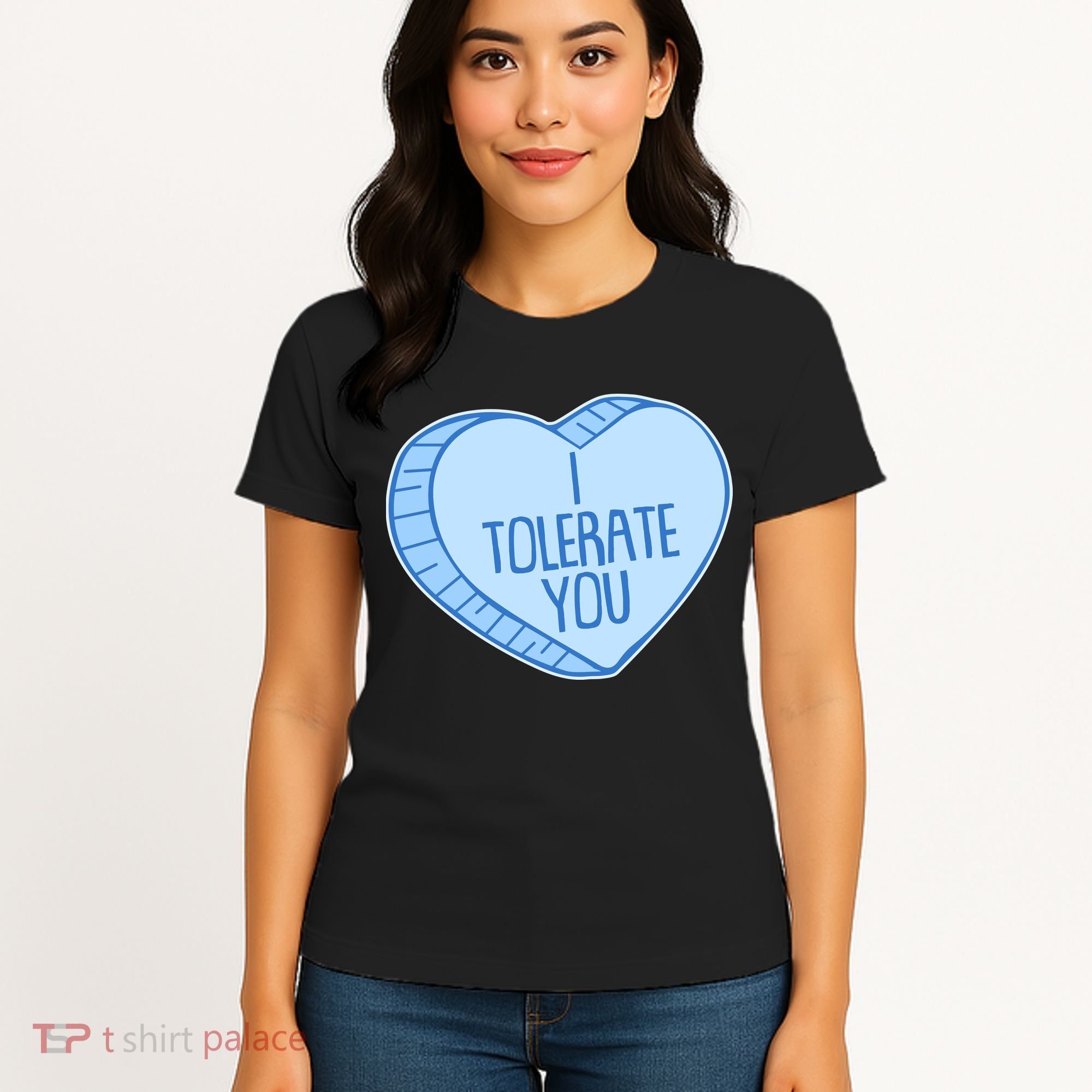 Funny Anti Valentines Day I Tolerate You Candy Heart Women's T-Shirt
