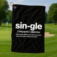 Funny Anti Valentine Single Definition Golf Towel thumb 1