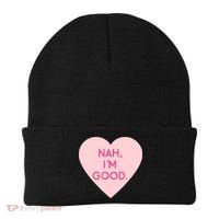 Funny Anti Valentine's Day Nah I'm Good Beanie thumb 0