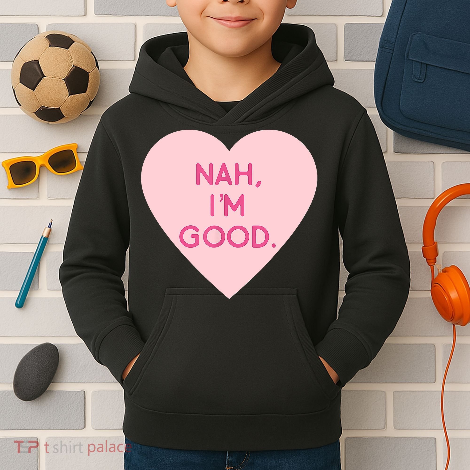 Funny Anti Valentine's Day Nah I'm Good Kids Hoodie