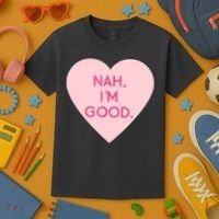 Funny Anti Valentine's Day Nah I'm Good Kids T-Shirt thumb 3