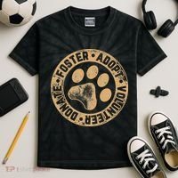 Foster. Adopt. Volunteer. Donate. Animal Rescue Dog Kids Tie-Dye T-Shirt thumb 2