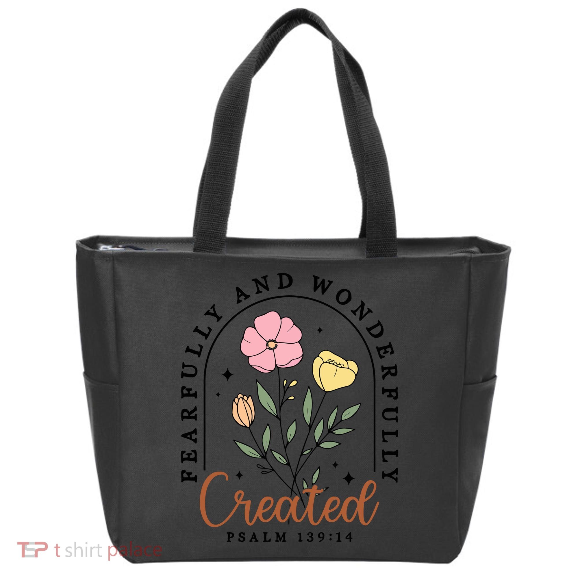 Fearfully And Wonderfully Christian Floral Tote Bag