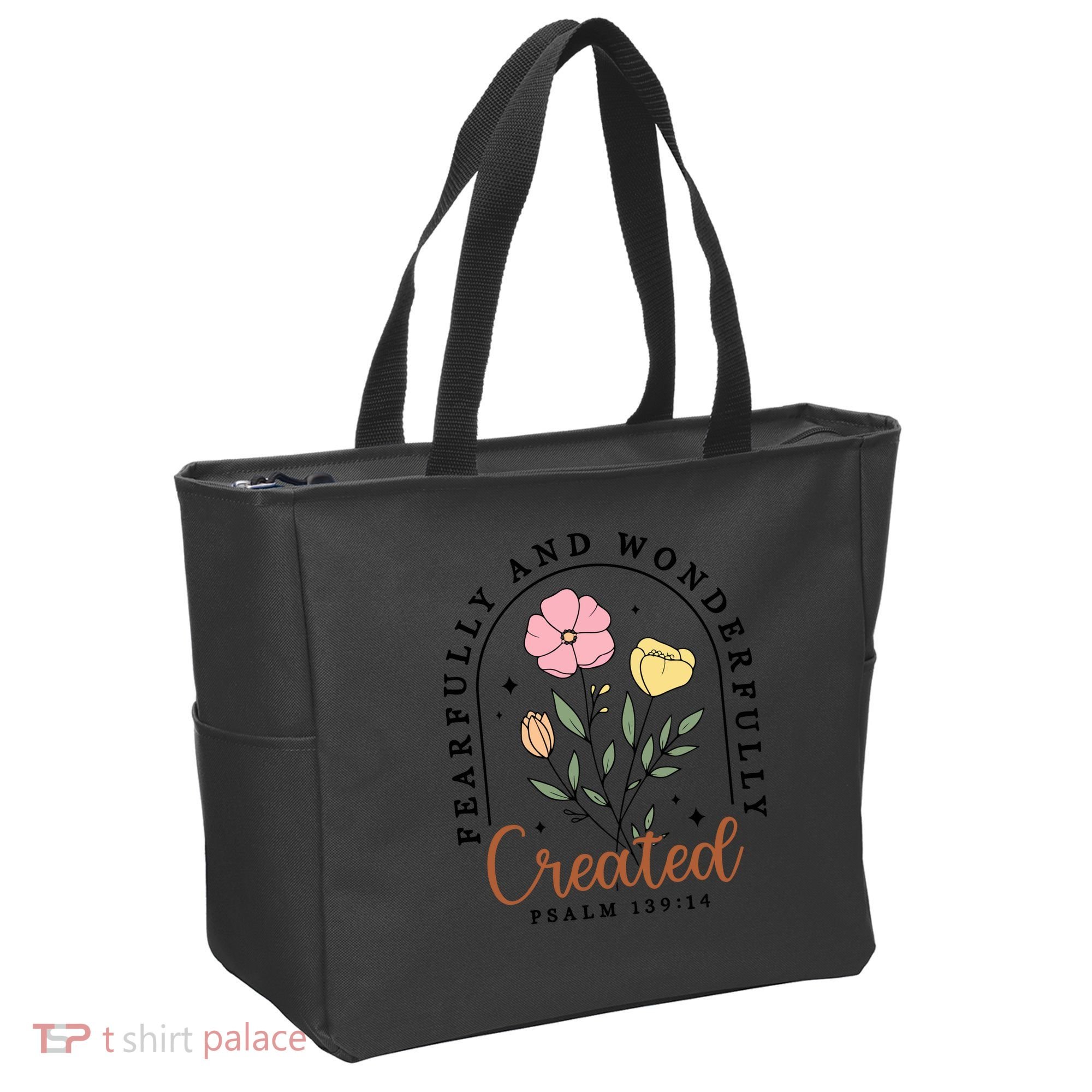 Fearfully And Wonderfully Christian Floral Tote Bag